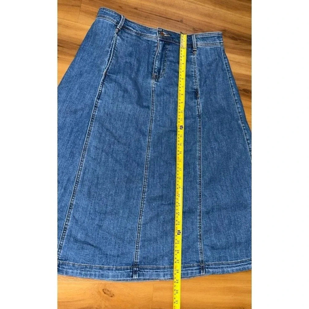Talbots Medium Blue Denim A-Line Panel Skirt - Picture 3 of 5